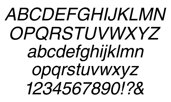 Helvetica Roman Oblique
